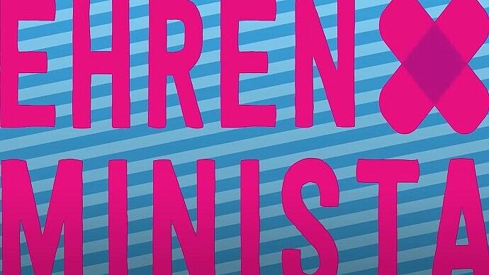 Ehrenminista Ehrenminista als satirisches Wort am Ende mit "a" geschrieben