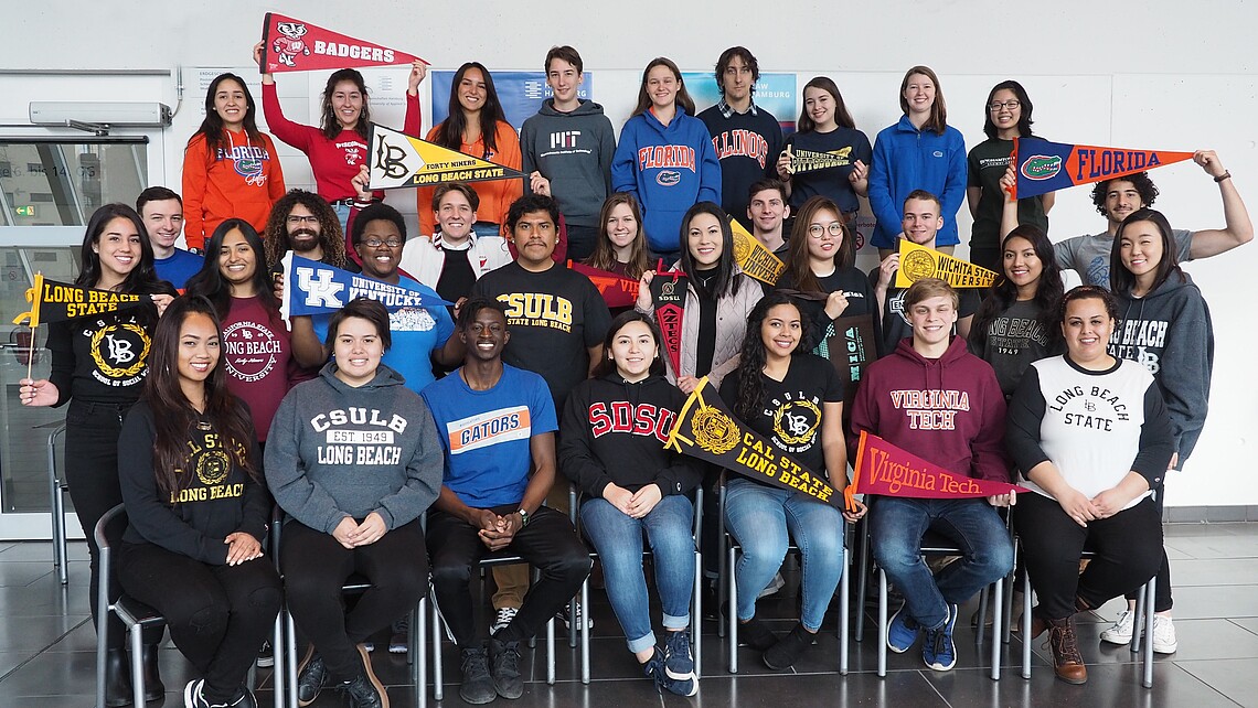 Large group of students from different US partner universities