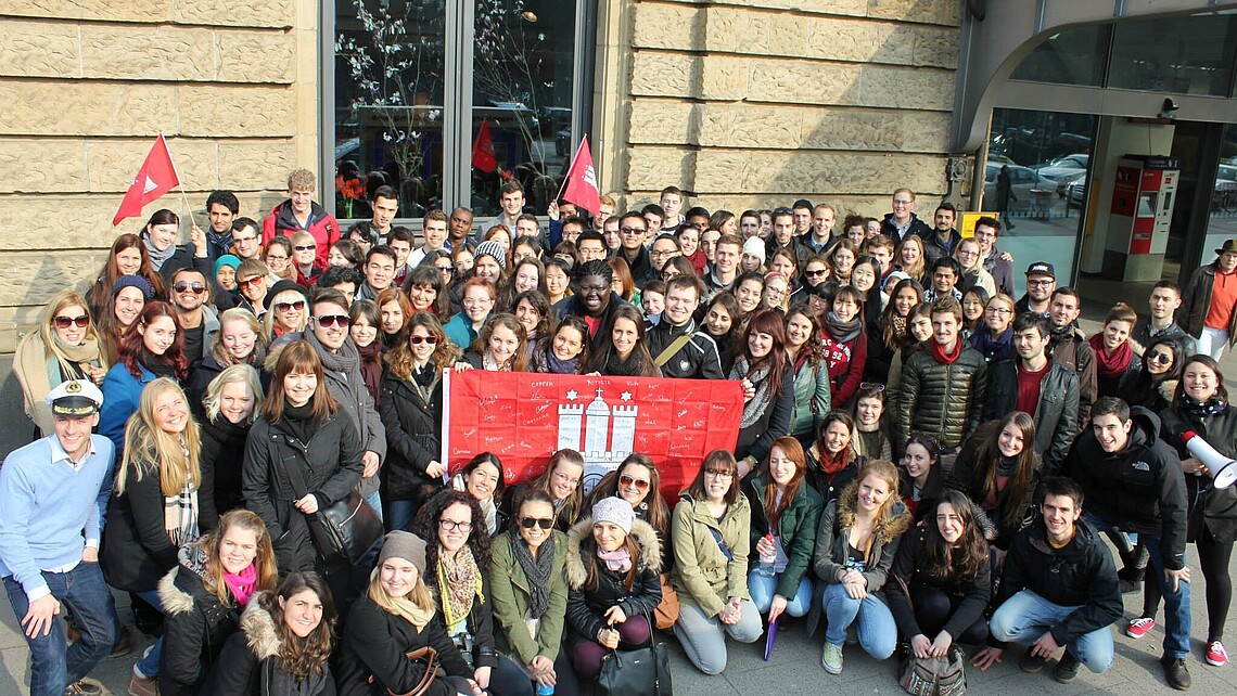 Large group of students