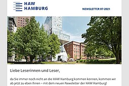 
                Ansicht des Newsletters mit Logo, Bild des Campus Berliner Tor und Intor
            